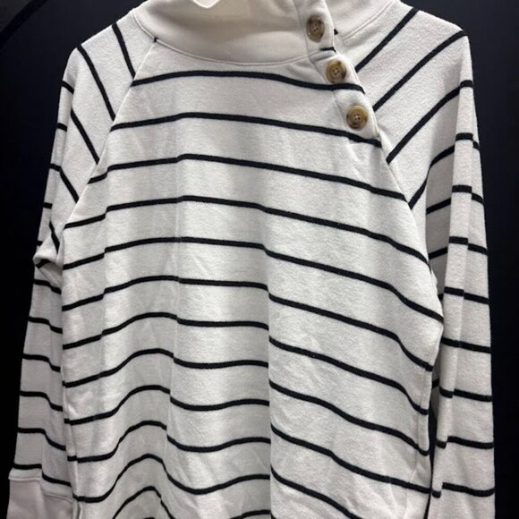 J. Crew Striped Wide Button-Collar Tunic in Cloudspun Fleece - Picture 3 of 6